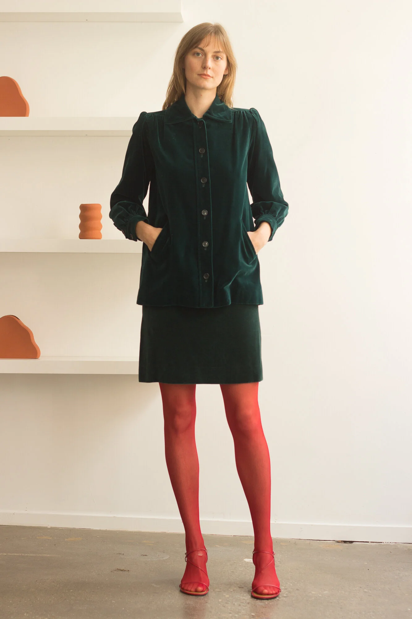 1970s Emerald Velvet Yves Saint Laurent Rive Gauche Set — Wayward